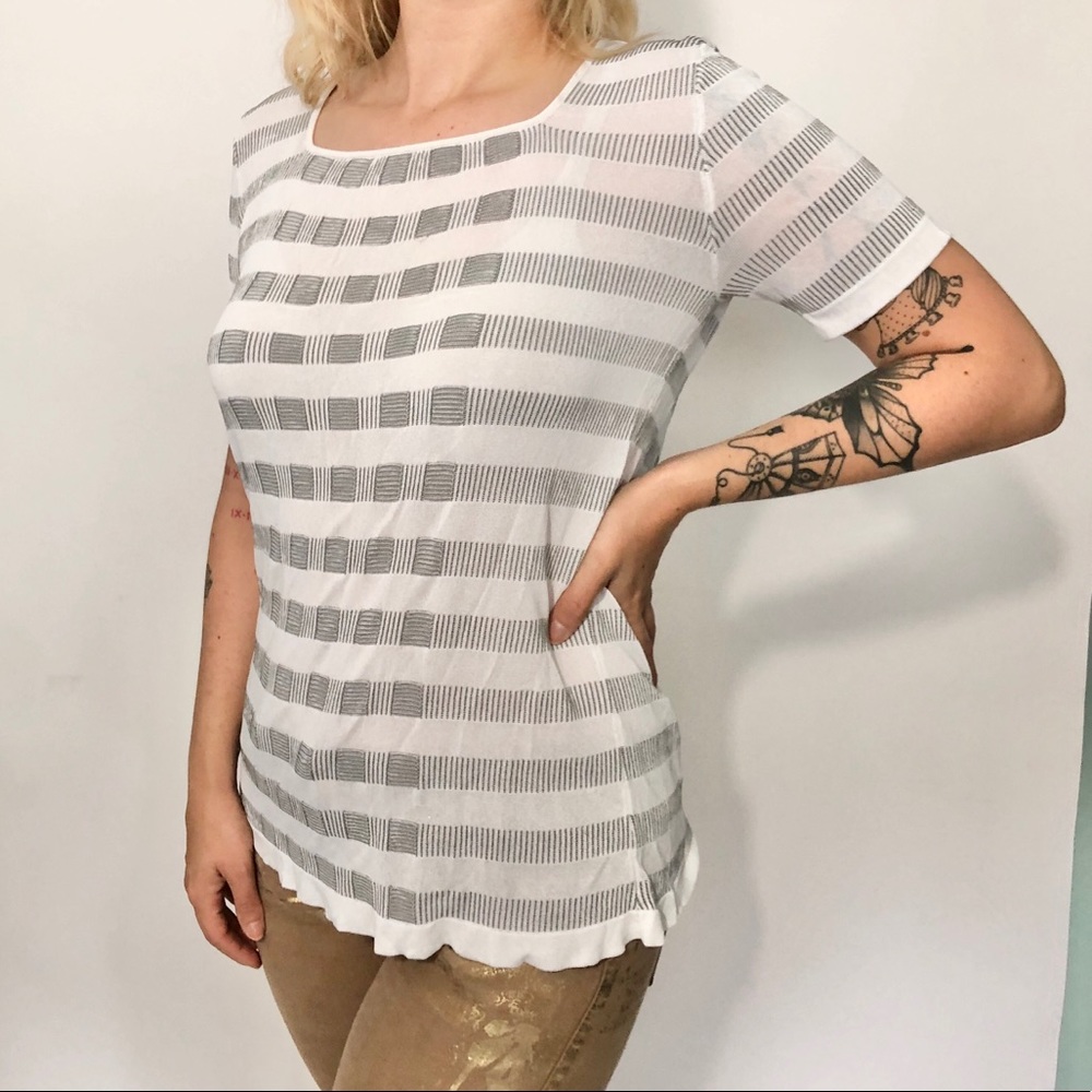 Armani Collezioni white grey knit top 10